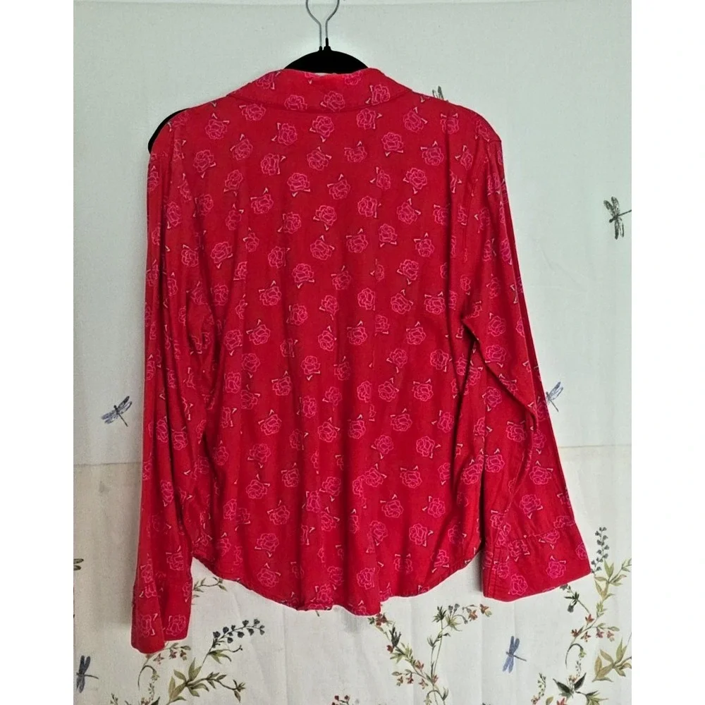 Victoria's Secret Flannel Pajama Set‎ Small Pink Rose Red Pants Long Sleeve